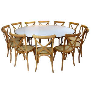 Mesa Redonda 12 Personas + Sillas Crossback